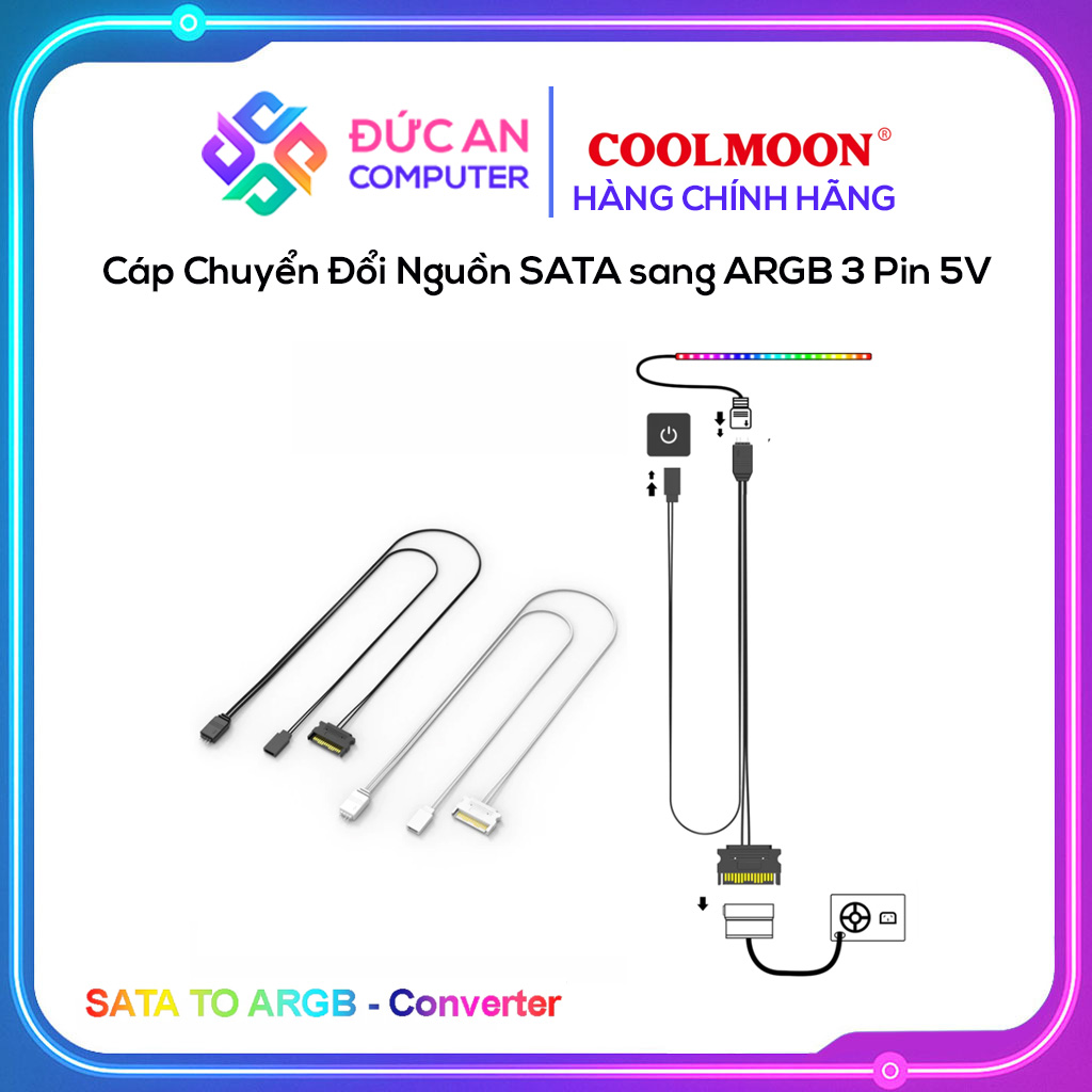Dây Cáp Chuyển Đổi Nguồn SATA sang ARGB 3 Pin 5V