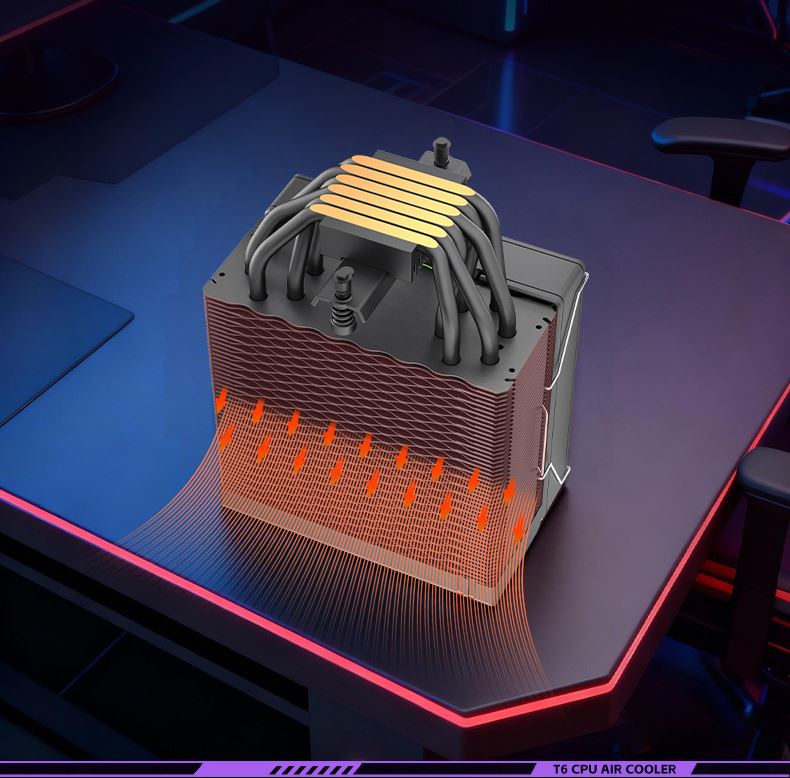 Tản Nhiệt Khí Coolmoon Aosor T6 Digital Led ARGB (6 Ống Đồng) - Hiển Thị Nhiệt Độ