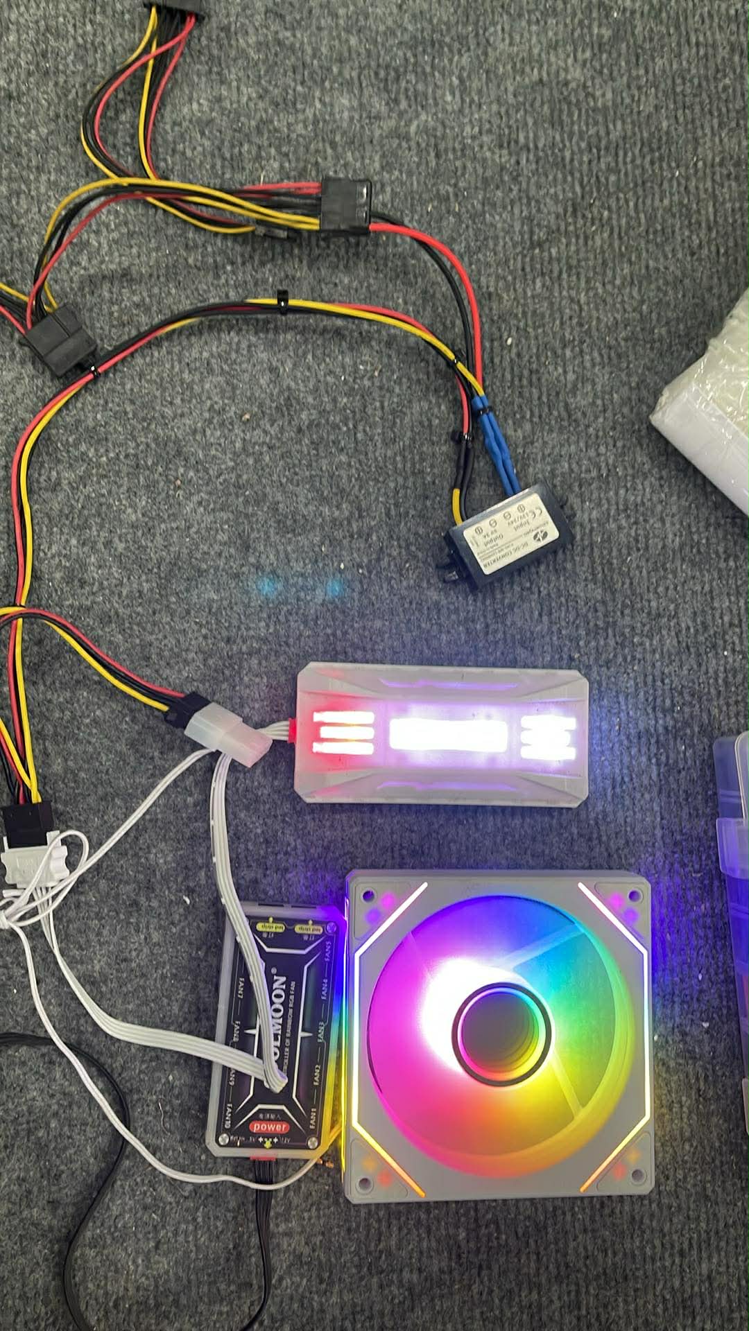 Bộ Chia Nguồn DC 12V Ra Jack Sata + Molex (12V + 5V) - Dùng Lắp Quạt Tản Nhiệt, Led RGB Cho Xe Điện, Bể Cá ...