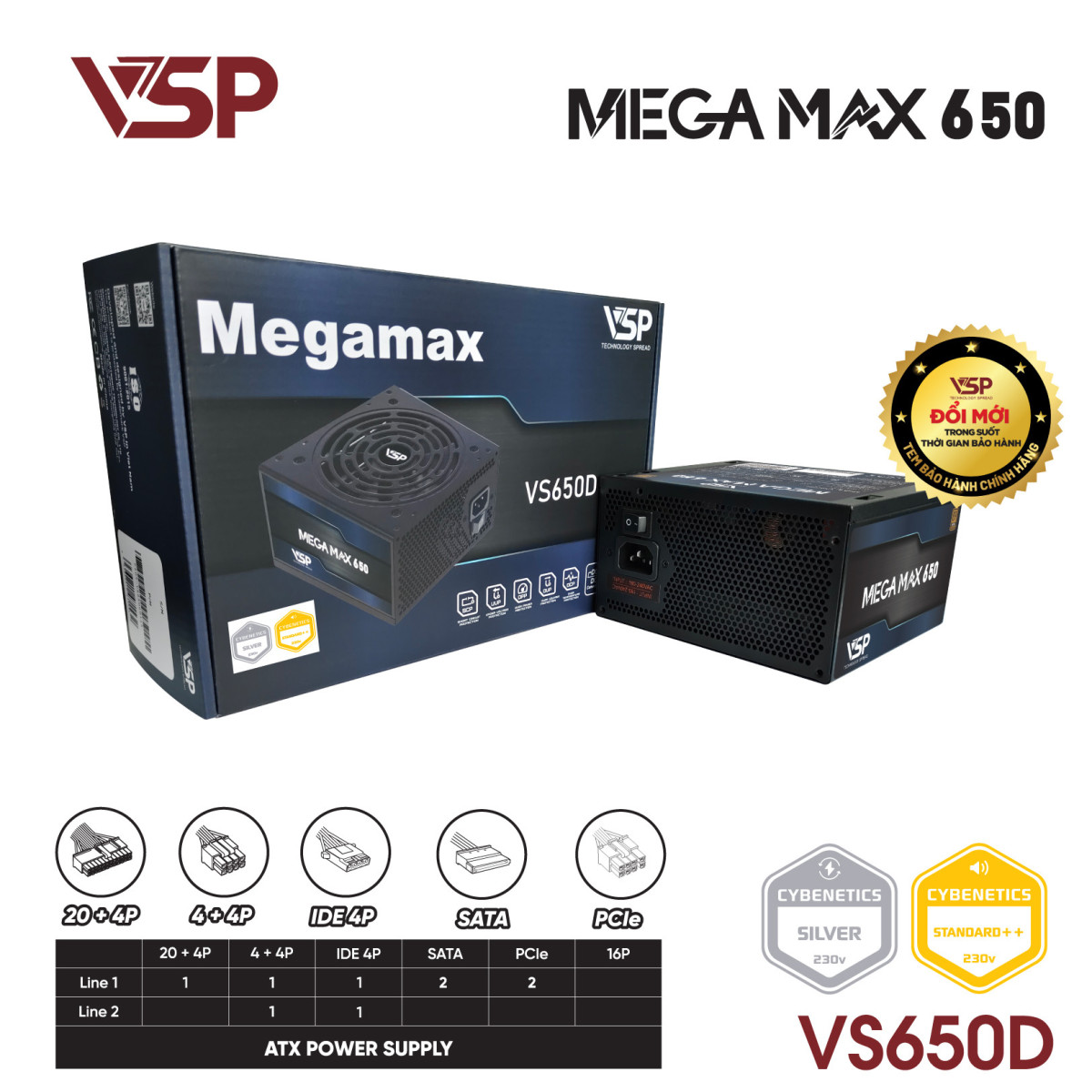 Nguồn Máy Tính VSP MEGAMAX VS650D - 650W