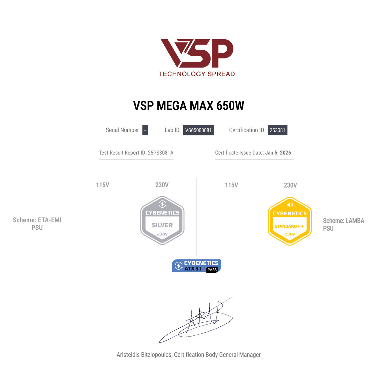 Nguồn Máy Tính VSP MEGAMAX VS650D - 650W