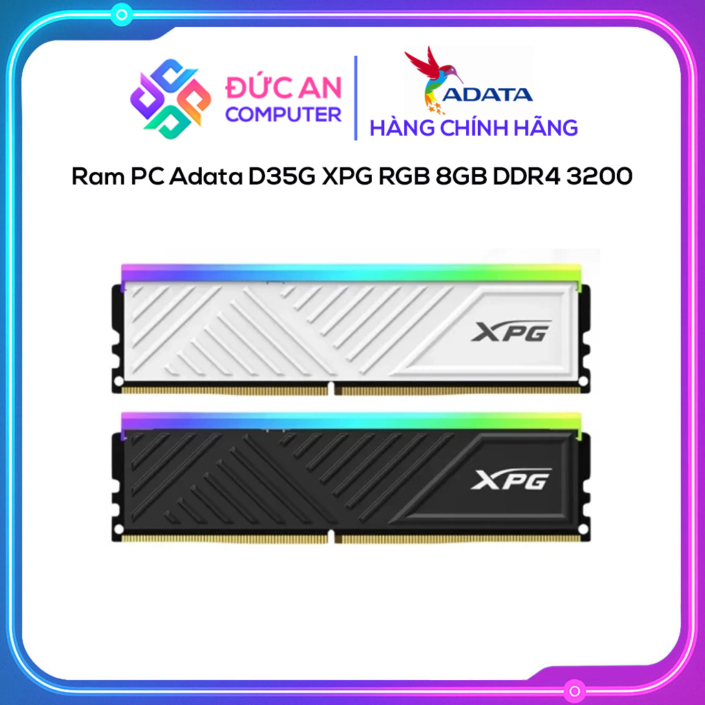 Ram PC Adata D35G XPG RGB 8GB DDR4 3200 (AX4U32008G16A-SBKD35G)