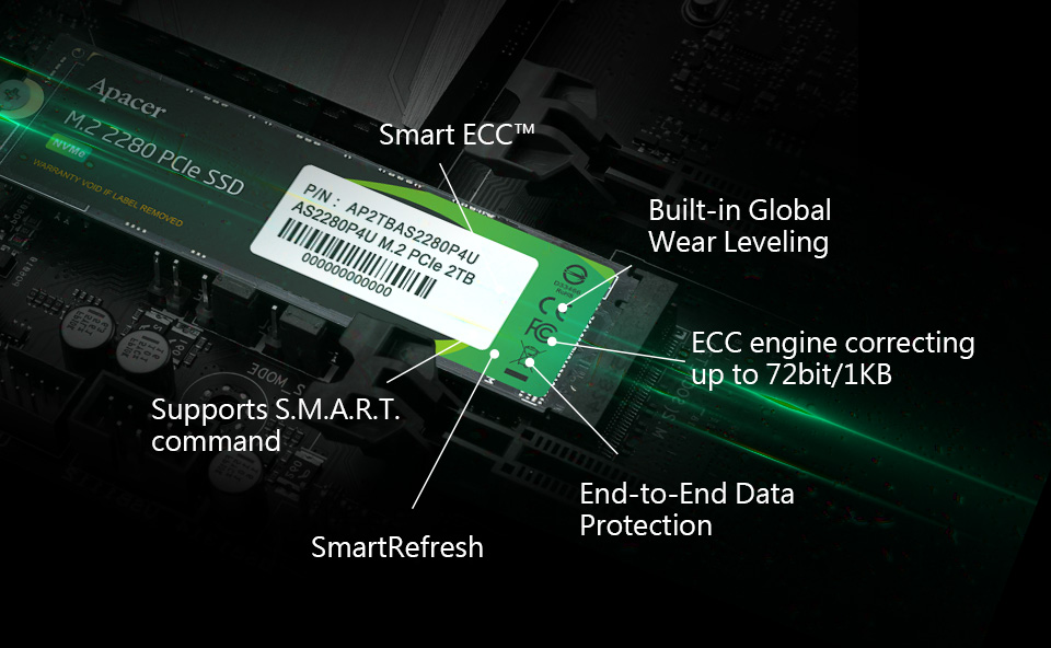 Ổ Cứng SSD Apacer 256GB / 512GB AS2280P4 M.2 NVMe PCIe Gen 3 x4
