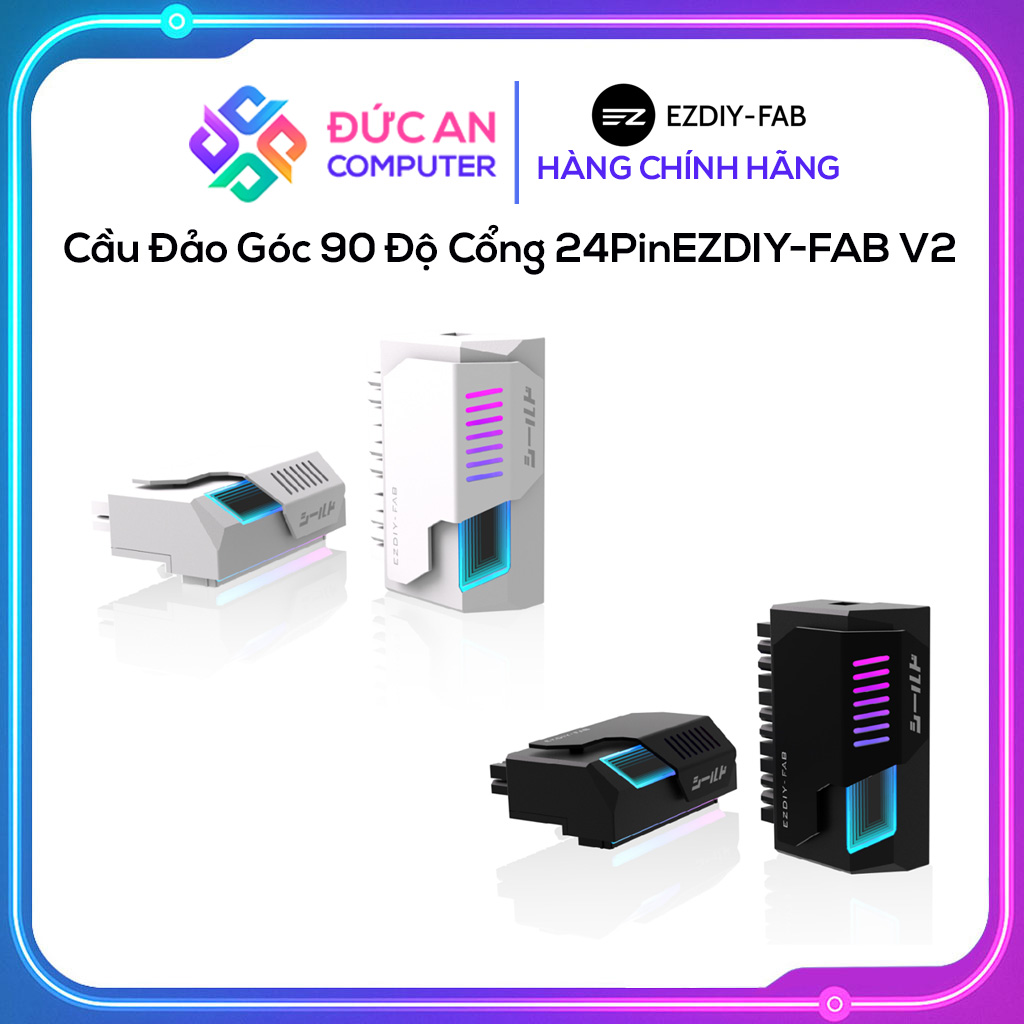 Cầu Đảo Góc 90 Độ Cổng 24pin Mainboard EZDIY-FAB V2 Led ARGB Gương Vô Cực
