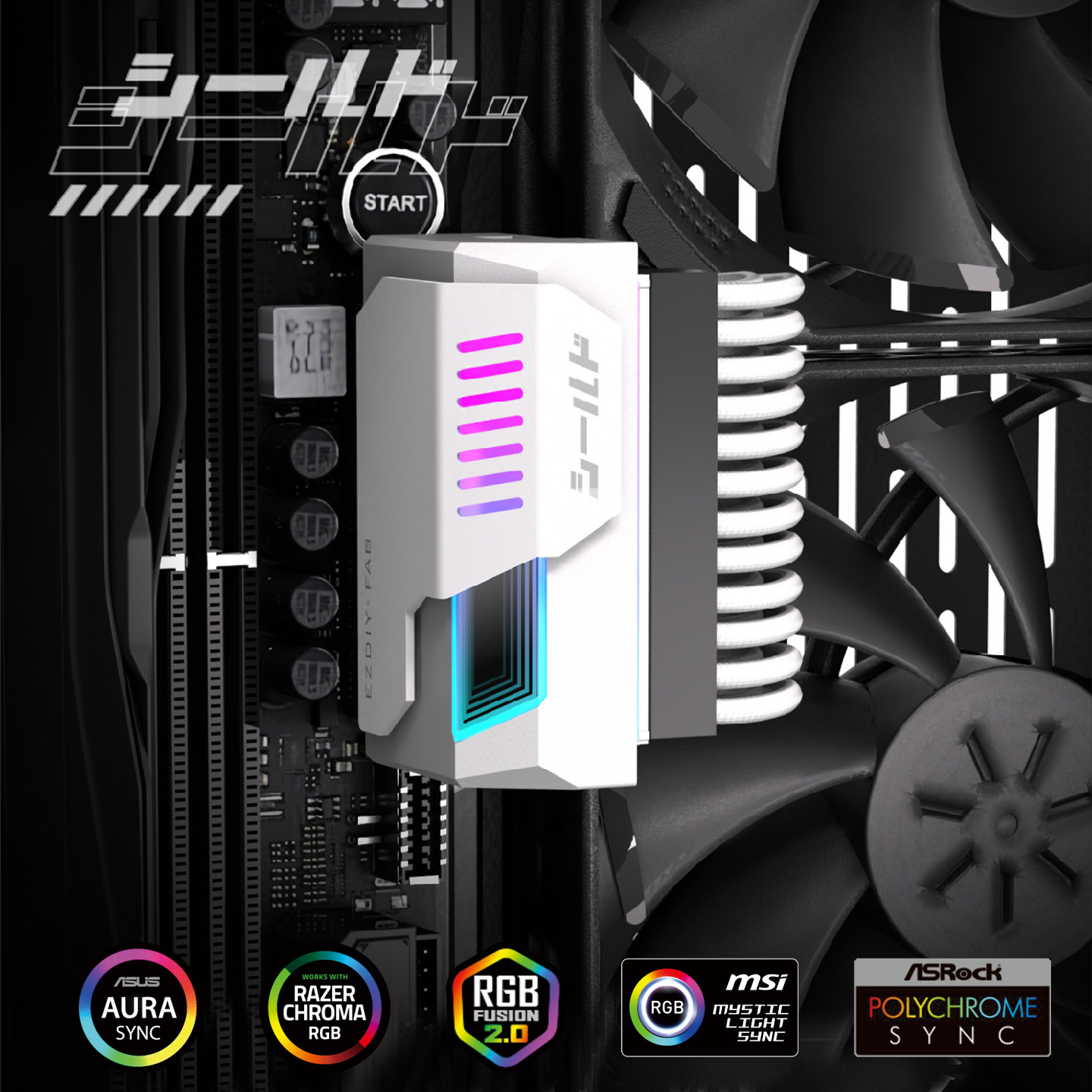 Cầu Đảo Góc 90 Độ Cổng 24pin Mainboard EZDIY-FAB V2 Led ARGB Gương Vô Cực