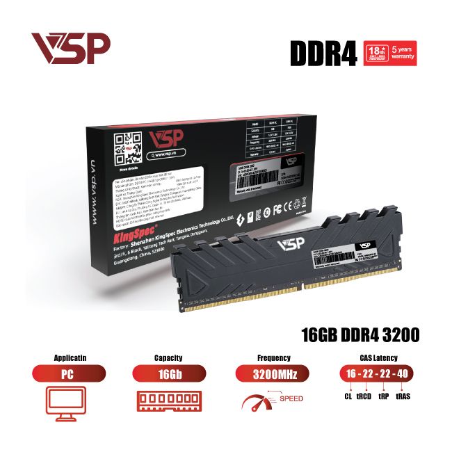 RAM Desktop VSP 16GB (1x16GB) DDR4 3200MHz