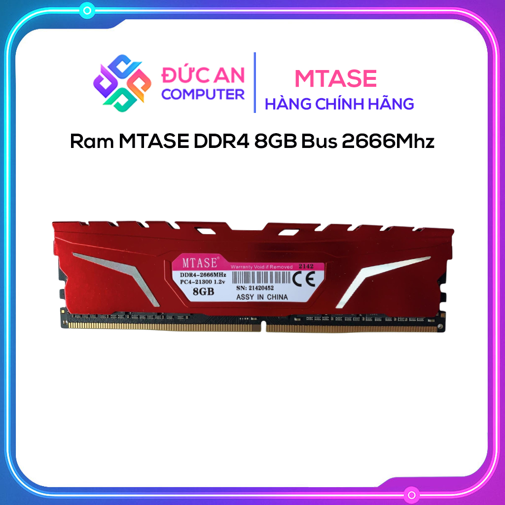 Ram MTASE DDR4 8GB Bus 2666Mhz - Tản Đỏ