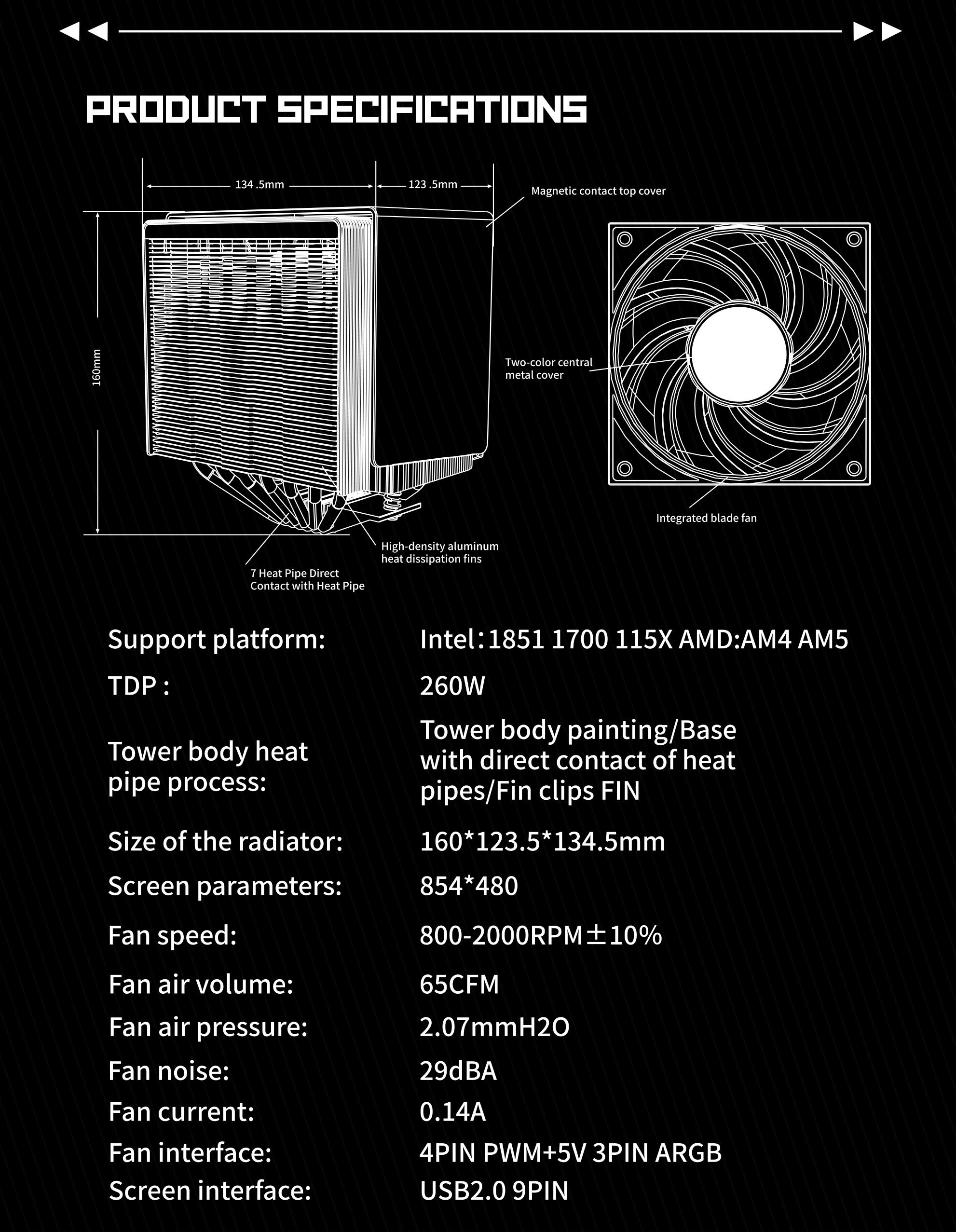Tản Nhiệt Khí Jungle Leopard KF720 LCD (Màn Hình 5 inch, 7 Ống Đồng)